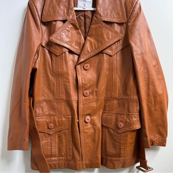 Vintage Wilsons Leather Cognac 1970's Jacket - Picture 3 of 11